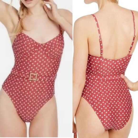WeWoreWhat Danielle One Piece Belted Star Swimsuit XL - Picture 1 of 5